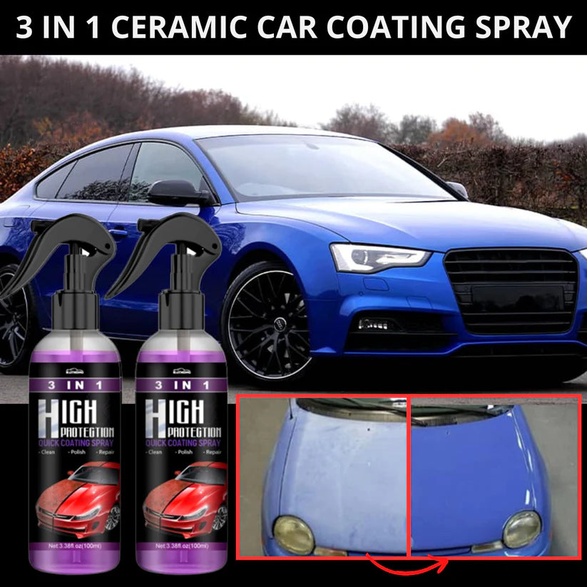 3x 3 in 1 Free High Protection Quick Car Ceramic Coating Spray Hydrophobic  100ML